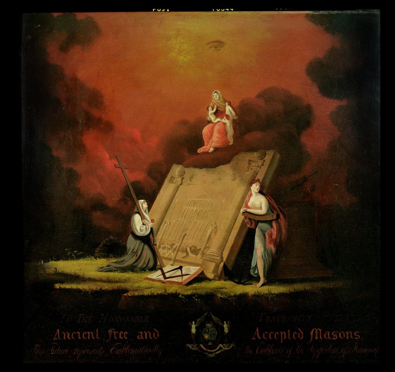 Allegorical Group with Masonic Symbolism by English School