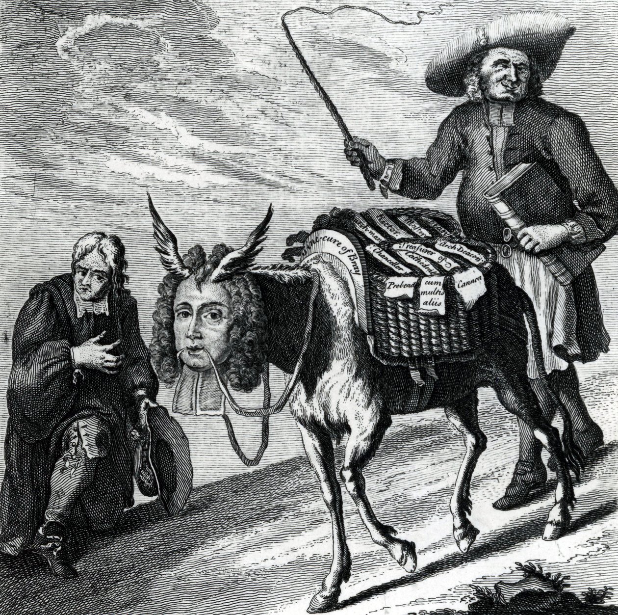 An Ass Loaded with Church Preferments by English School