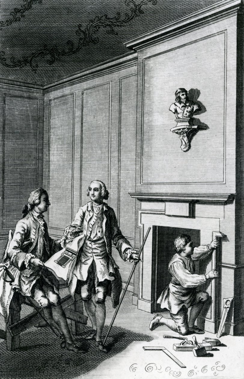 Construction of a Chimney Breast (engraving) by English School