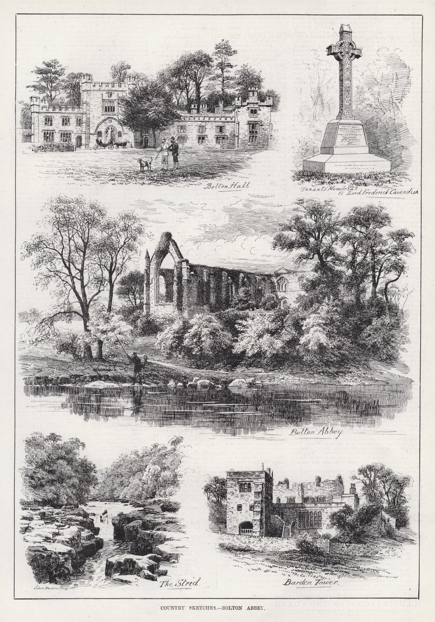 Country Sketches, Bolton Abbey by English School