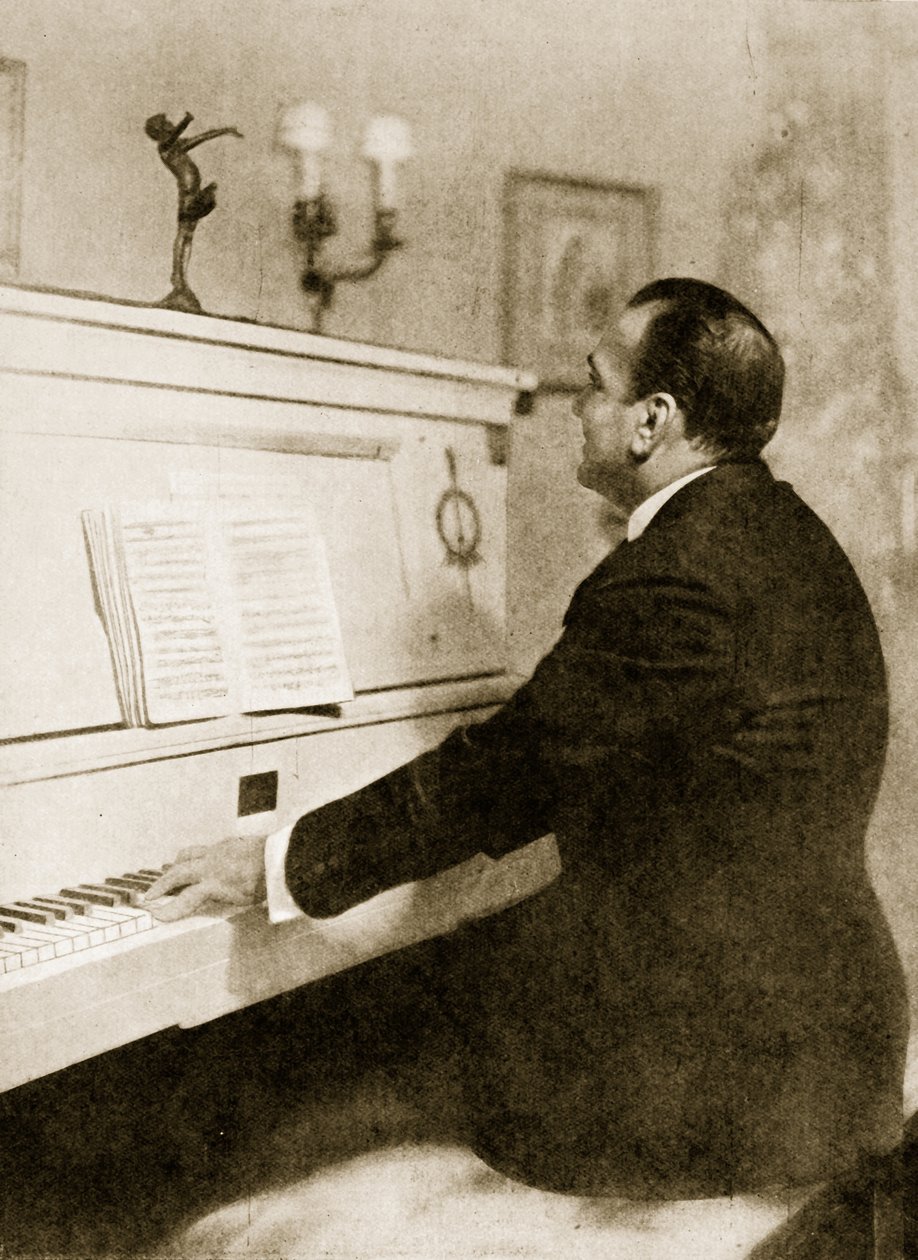 Enrico Caruso at the piano by English School