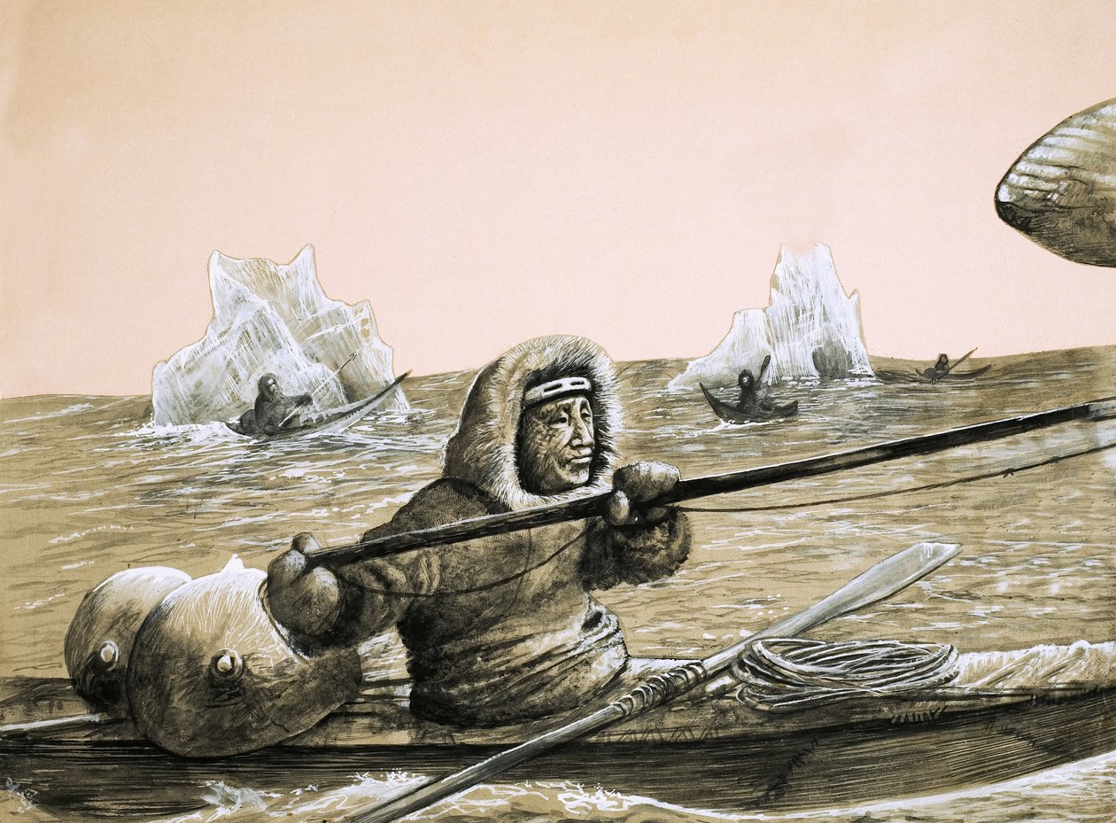 Eskimos on the Icy Sea by English School