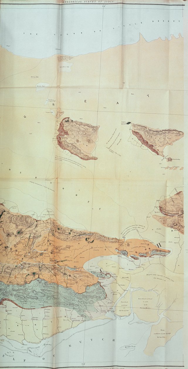 Geological Map of the Cutch Desert, 1870 by English School