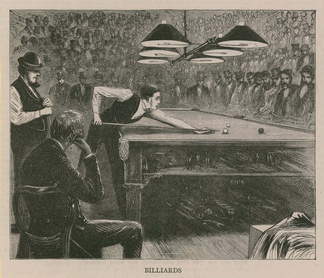 Illustration Depicting Men Playing Billiards by English School