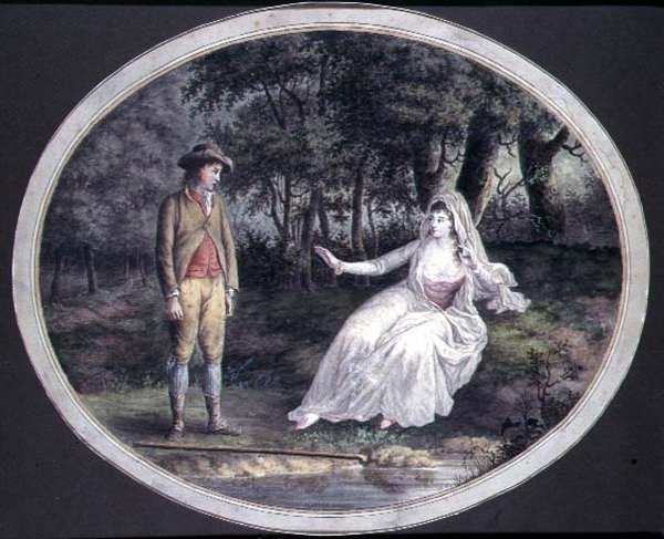 Lovers in a Woodland Landscape by English School