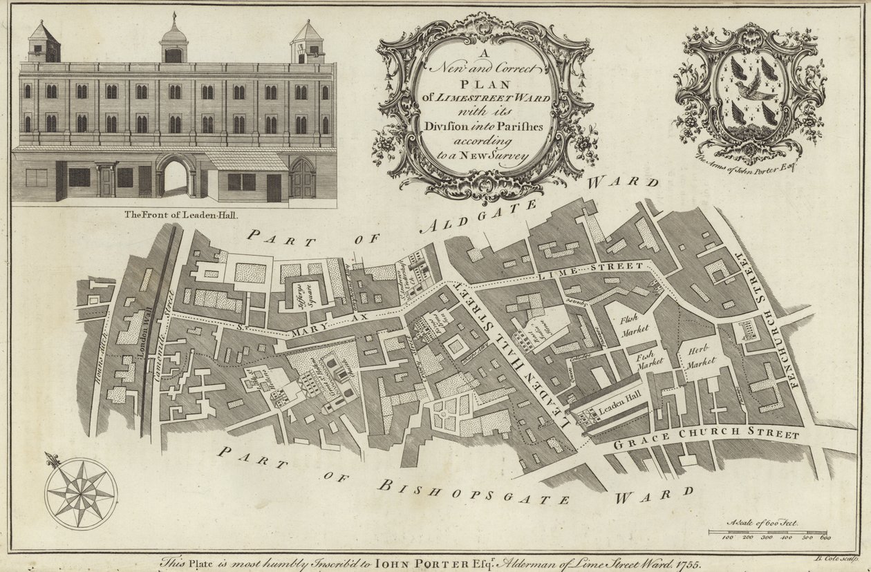 Map of Lime Street Ward, London by English School