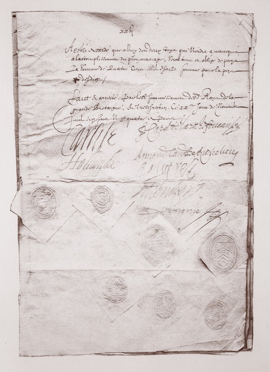Marriage contract of Charles I by English School