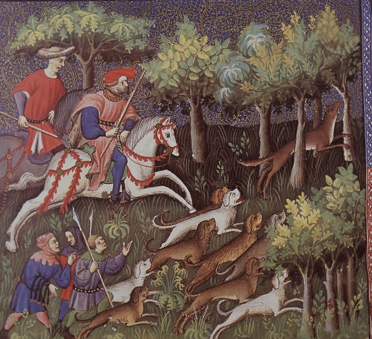 Medieval Aristocrats Hunting Foxes by English School