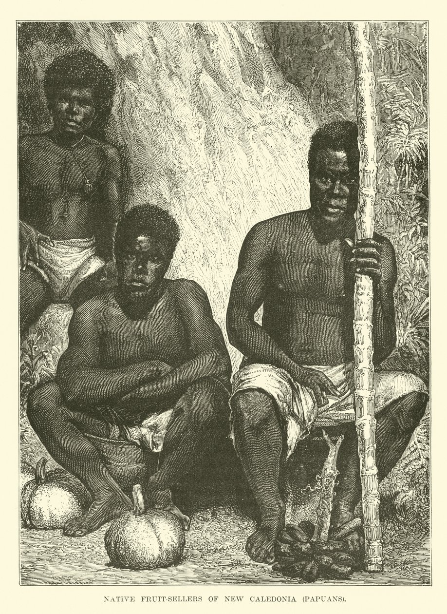 Native Fruit-Sellers of New Caledonia, Papuans by English School