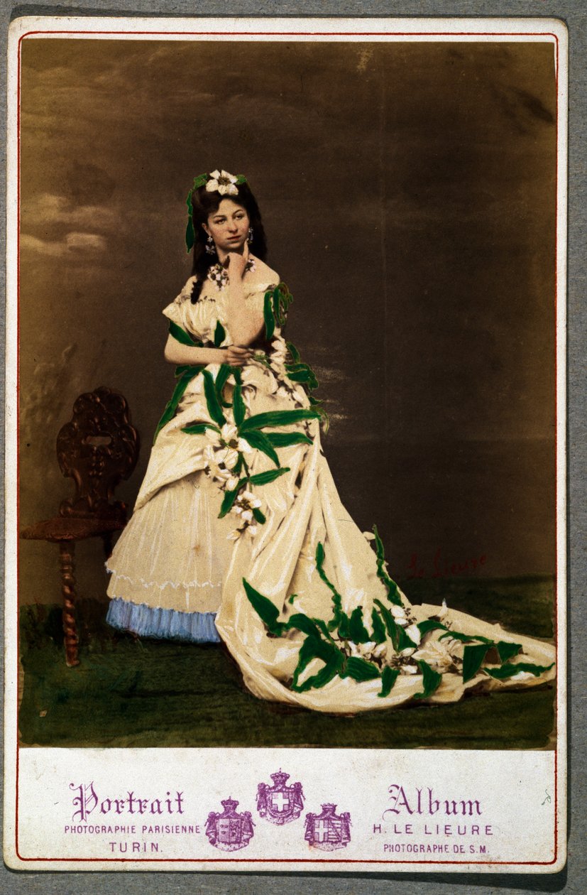 Postcard with woman in costume by English School