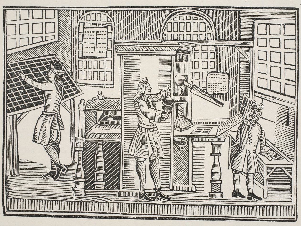 Printing Office, c.1710 by English School
