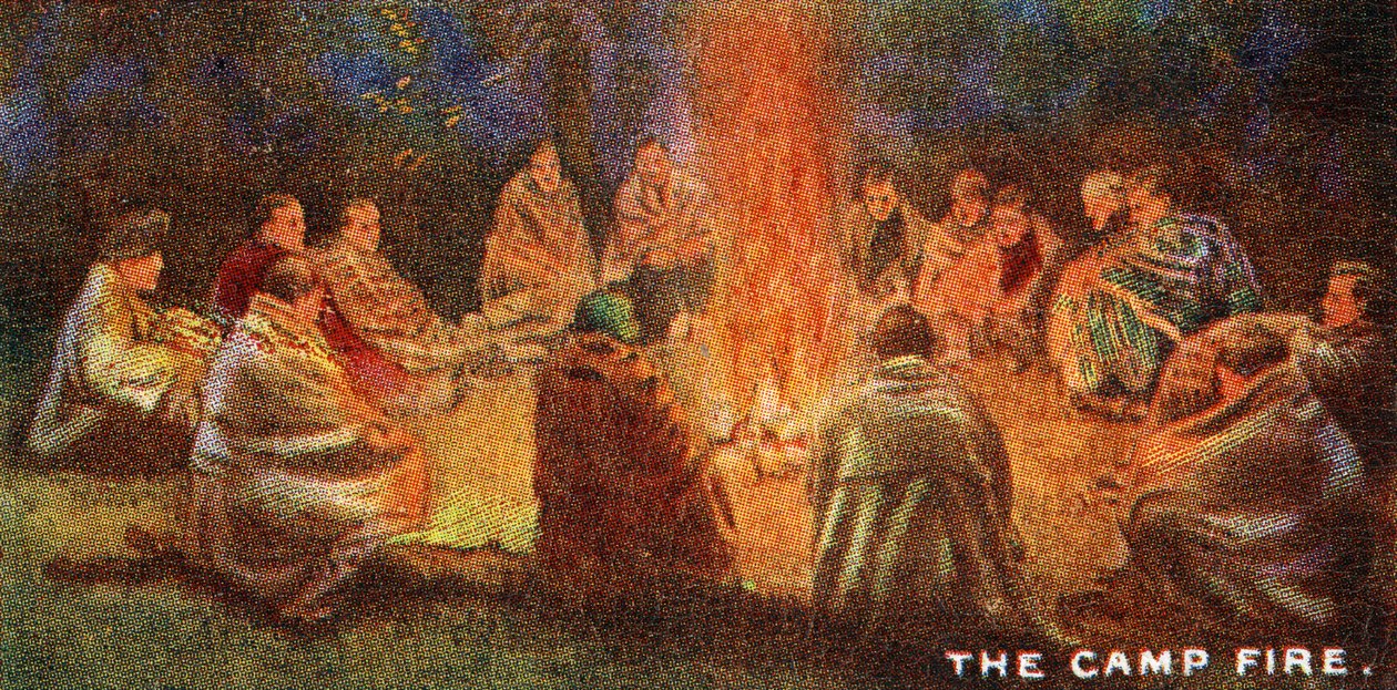 Scouts round a Camp Fire by English School