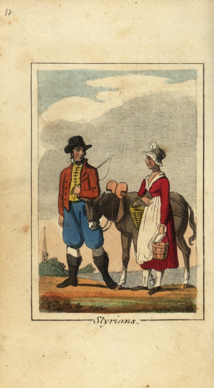 Styrian Peasants with Donkey by English School