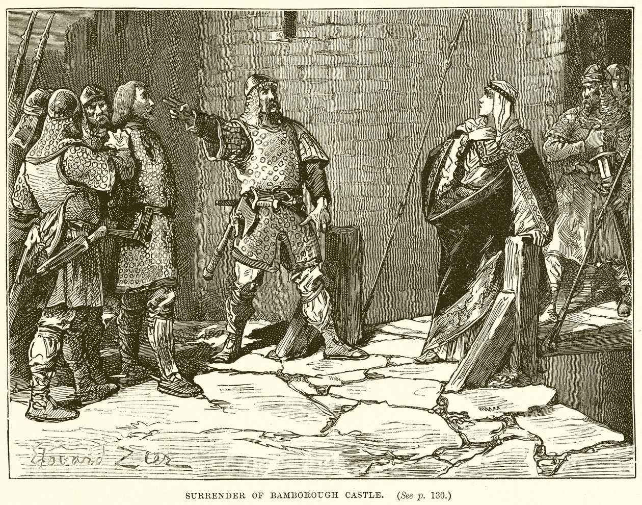 Surrender of Bamborough Castle by English School