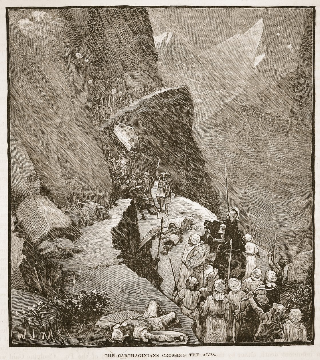 The Carthaginians Crossing the Alps by English School