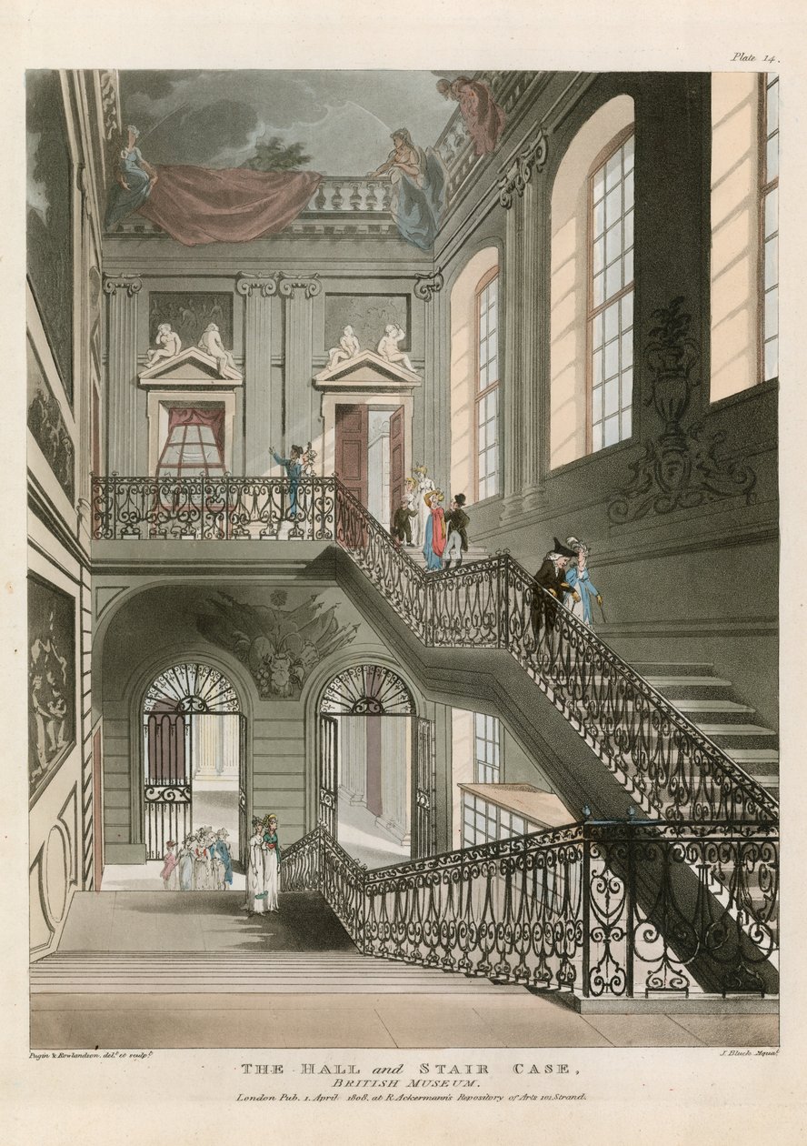 The Hall and Stair Case, British Museum by English School