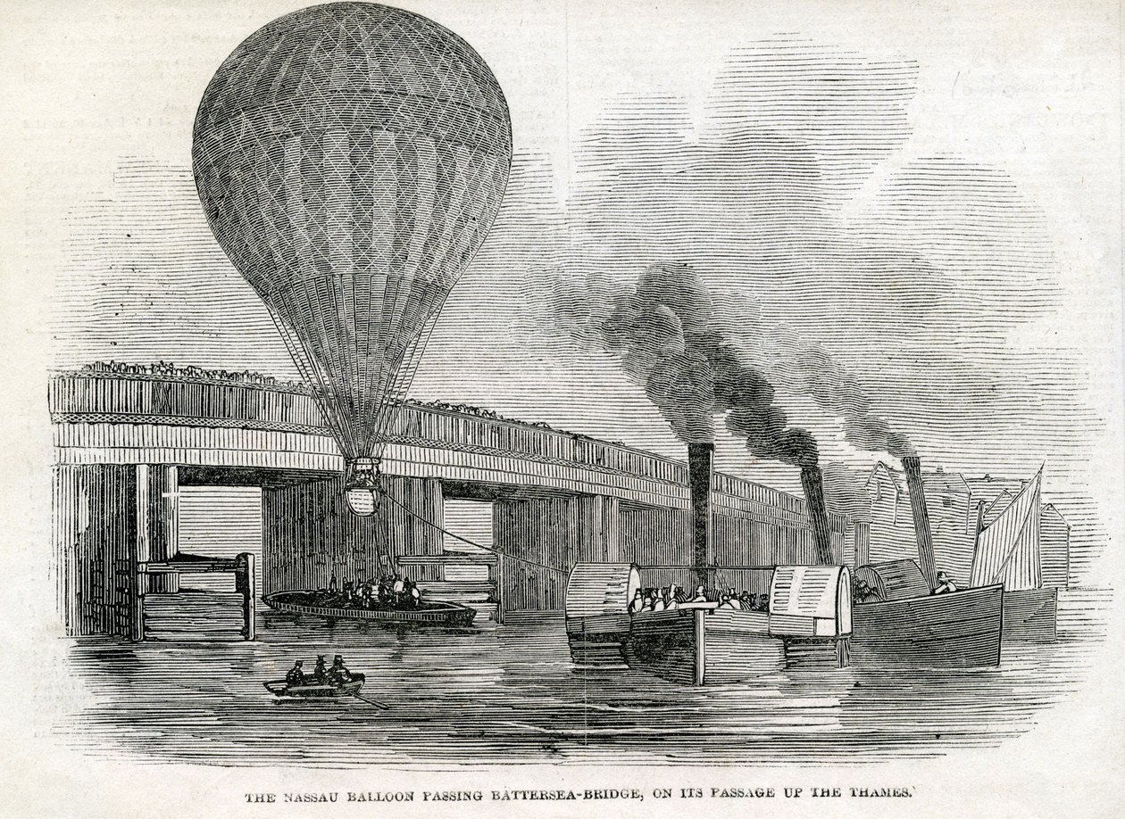 The Nassau Balloon Passing Battersea Bridge by English School