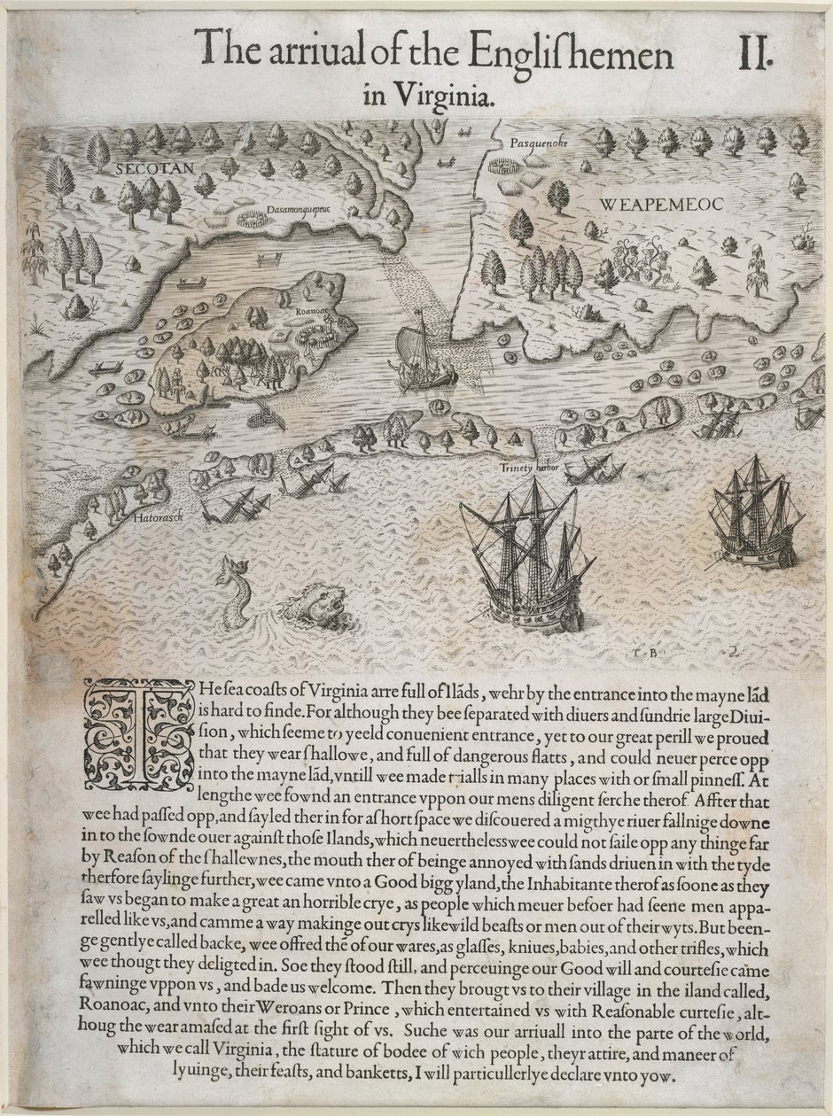 The Arrival of the Englishmen in Virginia by English School