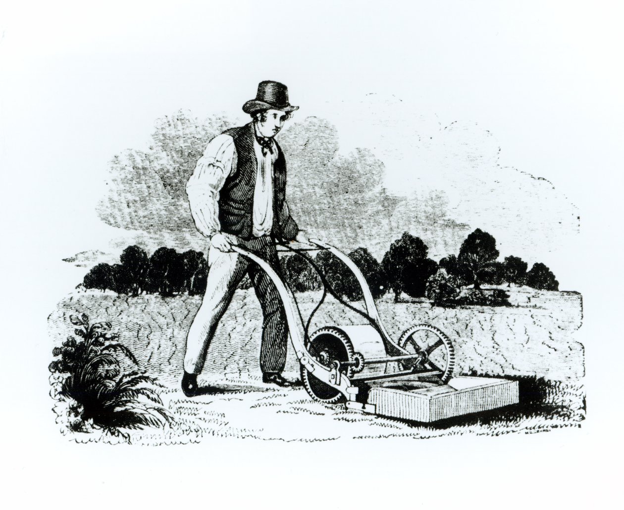 The first lawnmower by English School