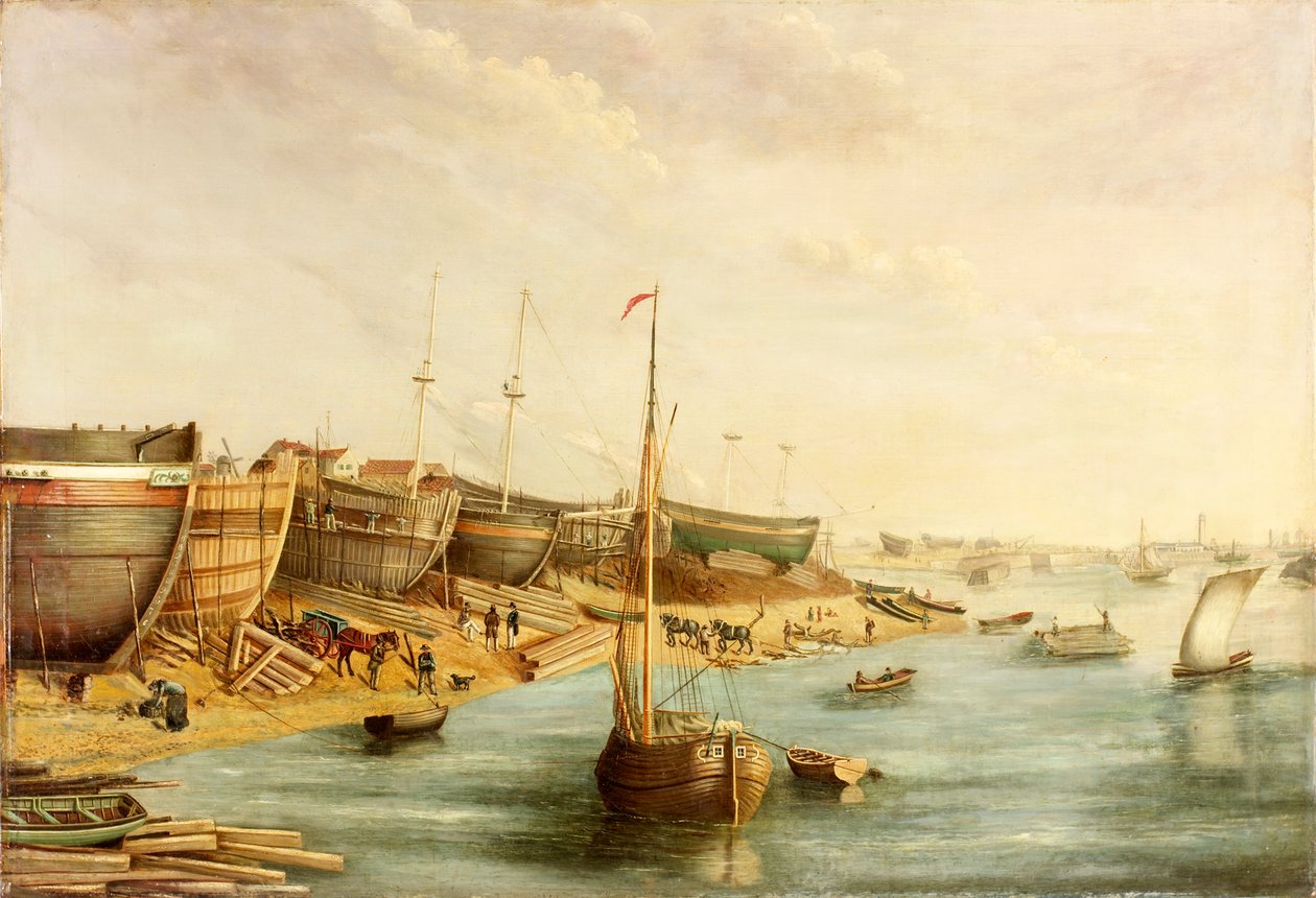 William Piles Shipyard, North Sands, c.1830 by English School