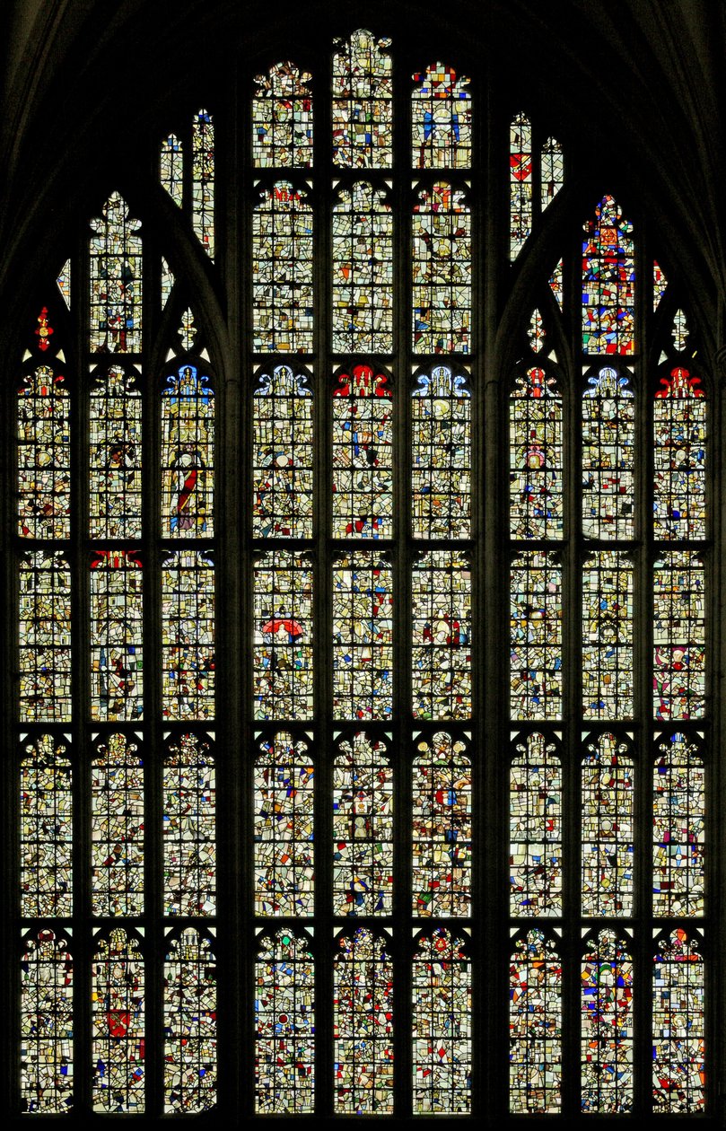 Window depicting fragmentary remains by English School