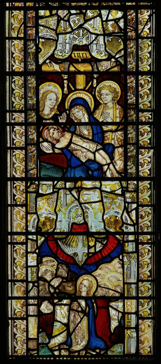 Window depicting Pieta and the Pentecost by English School