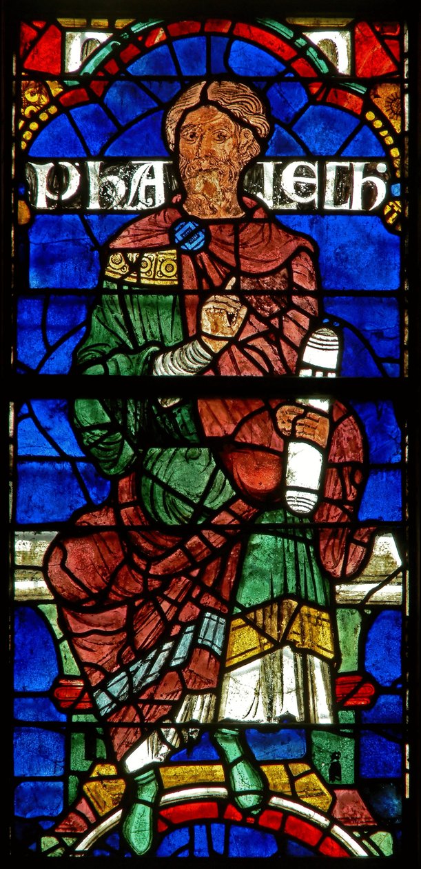 Window depicting a genealogical figure: Phalec by English School