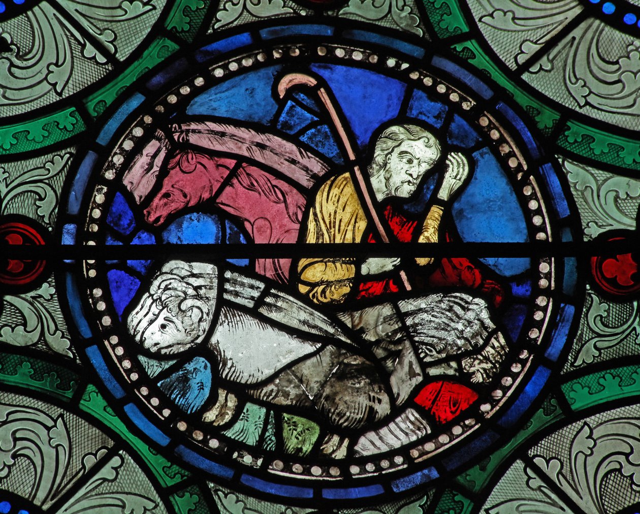 Window 16 depicting a pastoral scene by English School