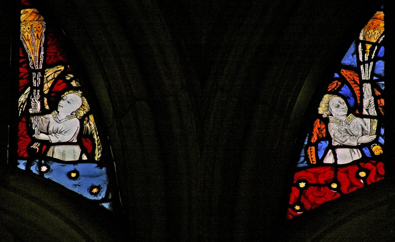 Window depicting angels censing by English School