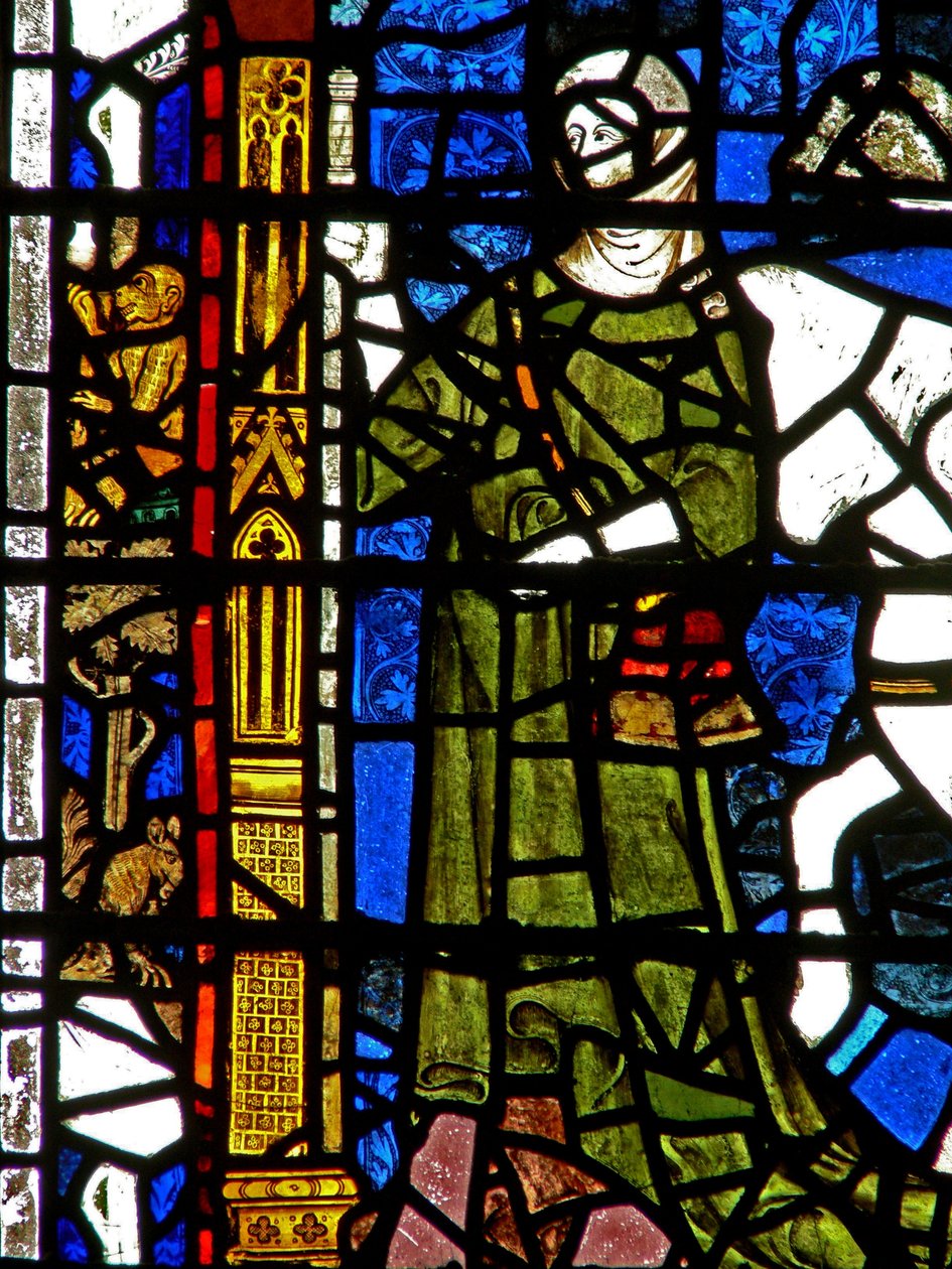 Window w40 depicting pilgrim donors by English School