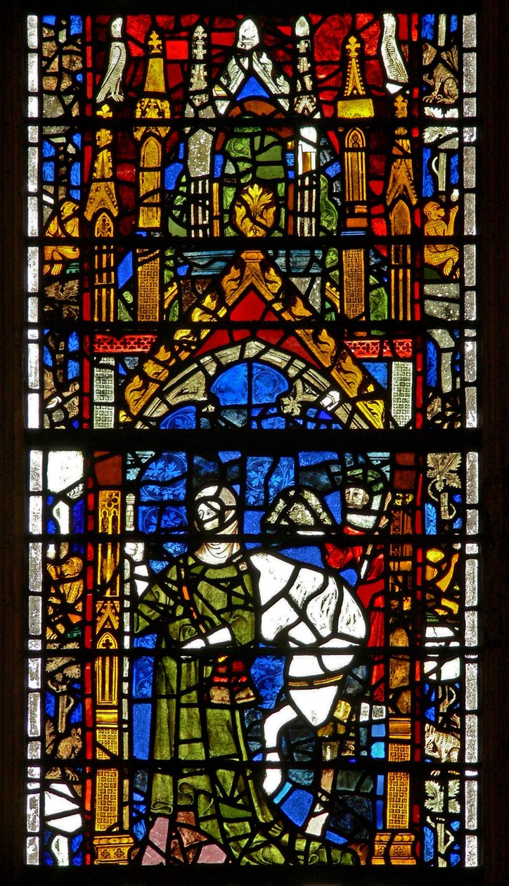 Window w40 depicting pilgrim donors by English School