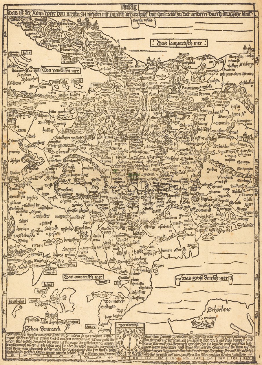 Road Map of Central Europe by Erhard Etzlaub