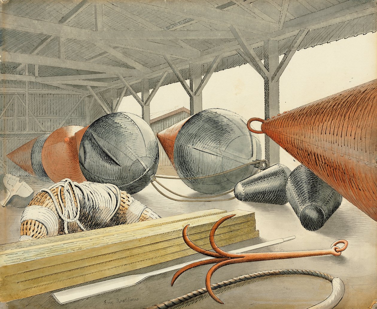 Buoys and Grappling Hook, 1933 by Eric Ravilious