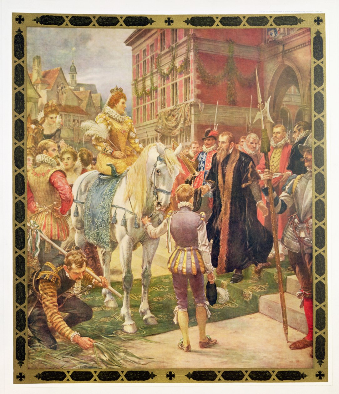 Queen Elizabeth I (1530-1603) opening the Royal Exchange in 1570, illustration from Hutchinsons 