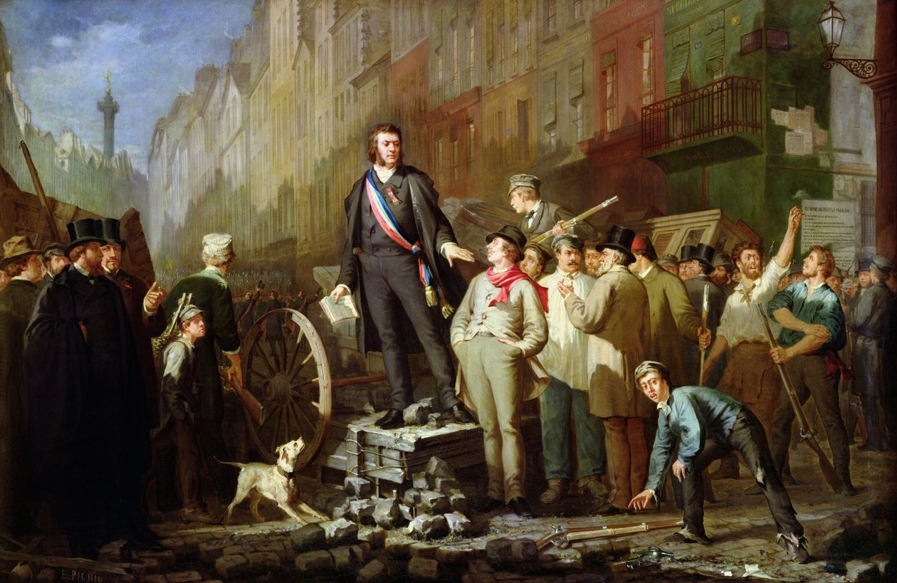 Alphonse Baudin on the Barricade of Faubourg Saint-Antoine, 3rd December 1851 by Ernest Louis Pichio