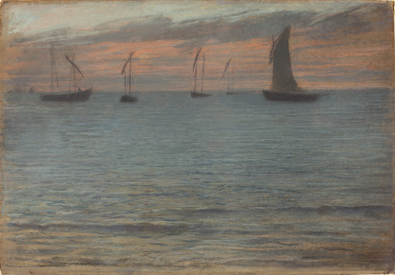 A Seascape at Sunset by Ernest Ange Duez