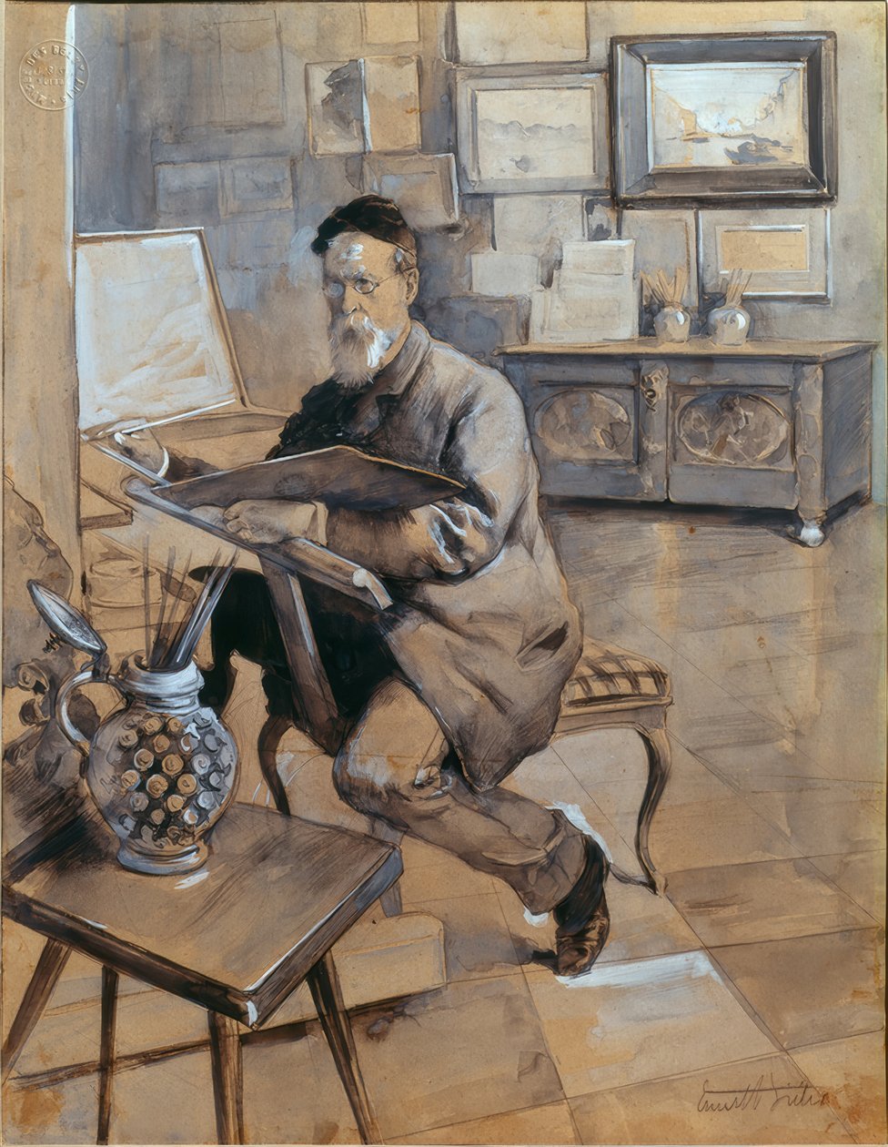 The Painter Bocion in His Studio by Ernest Bieler