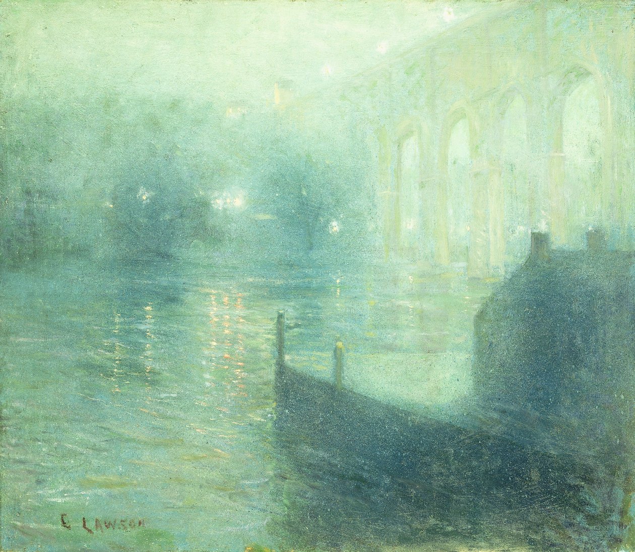 Harlem River at Night by Ernest Lawson