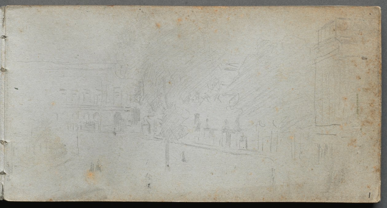 Sketchbook, page 01: Street Scene by Jean Louis Ernest Meissonier