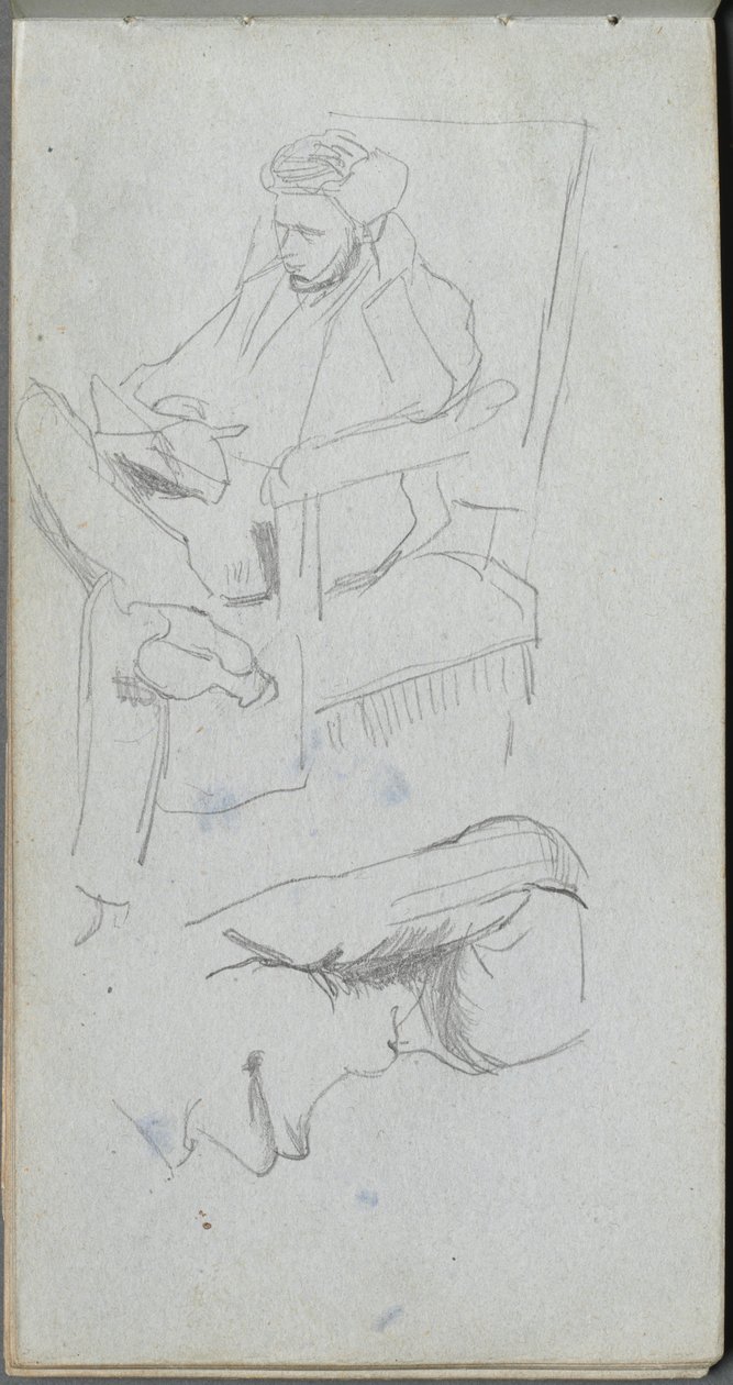 Sketchbook, page 24: Seated Male Figure by Ernest Meissonier