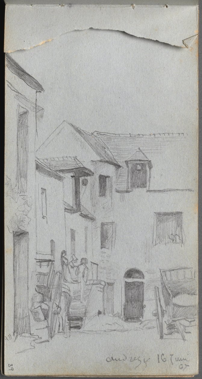 Sketchbook, page 39: Street Scene by Jean Louis Ernest Meissonier