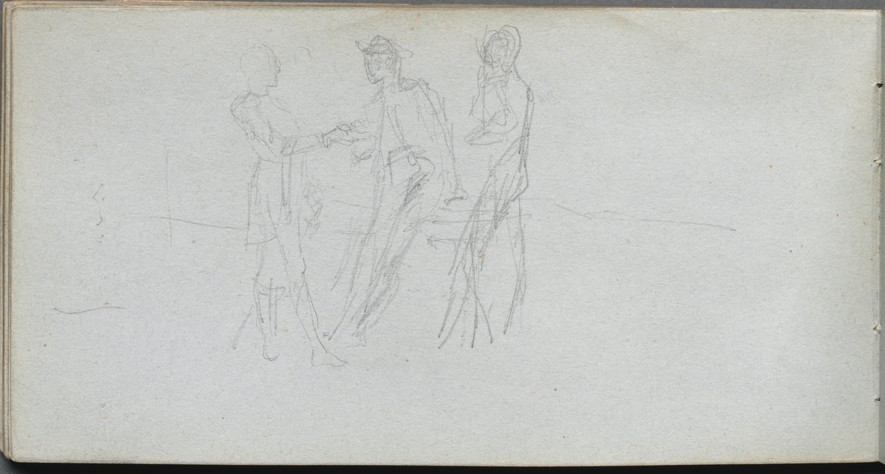 Sketchbook, page 42: Three Figures by Ernest Meissonier