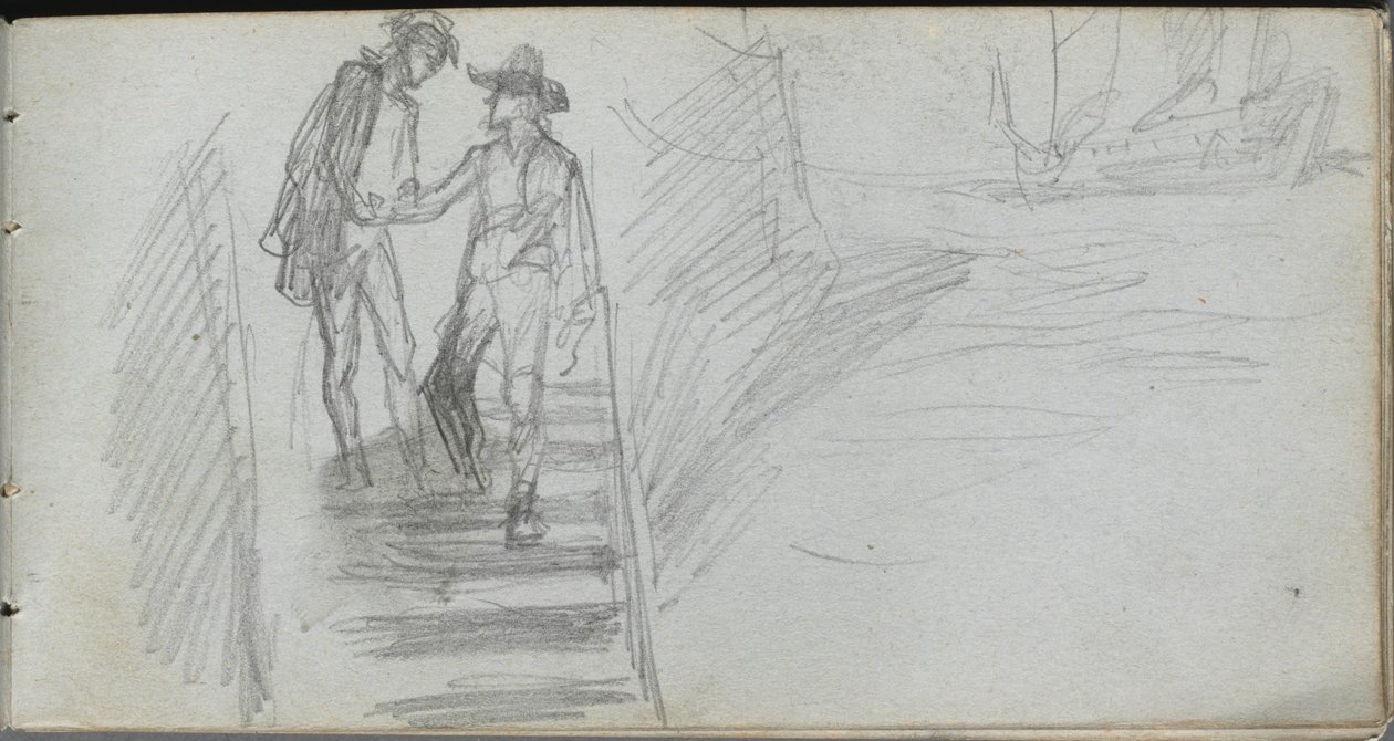 Sketchbook, page 64: Figures on a Stairway by Ernest Meissonier