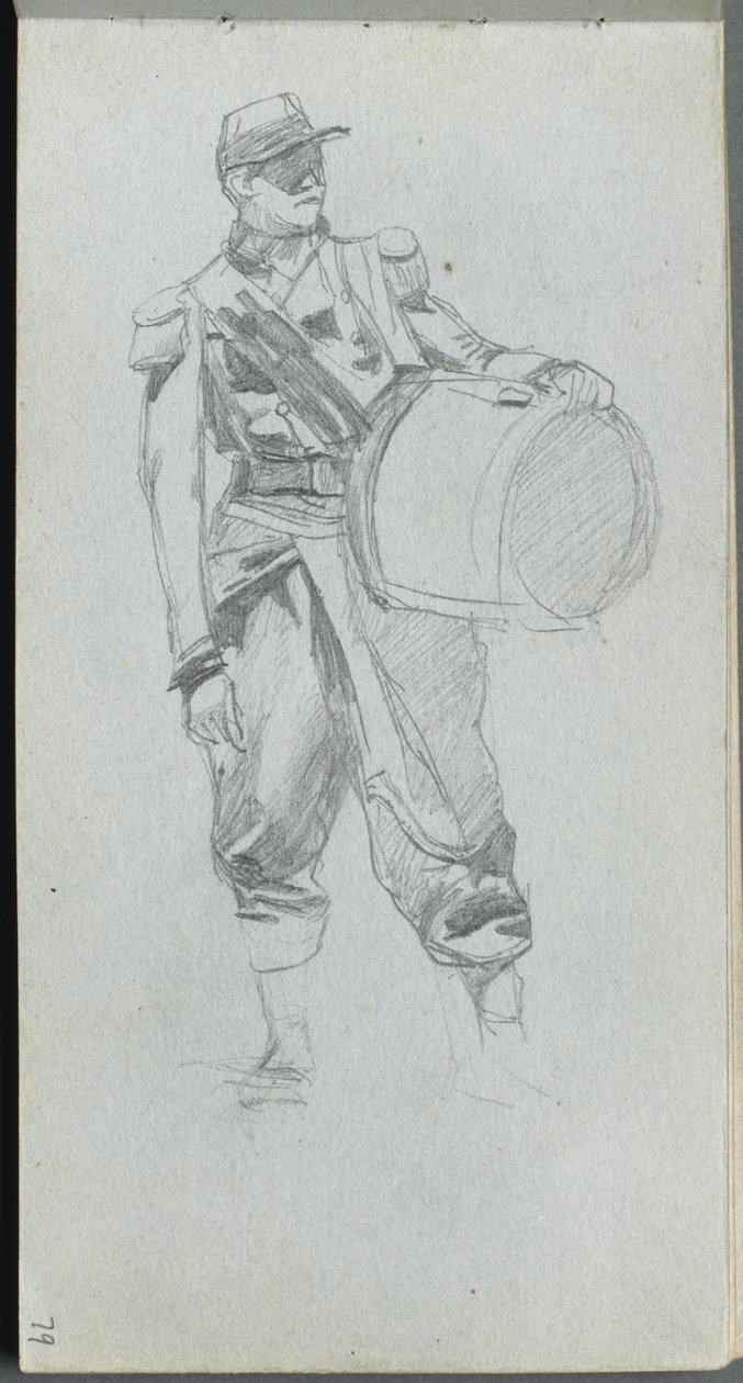 Sketchbook, page 79: Soldier with Drum by Ernest Meissonier