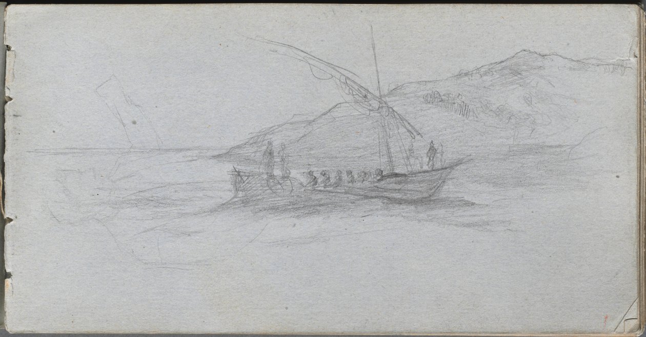 Sketchbook, page 88: Seascape and Figure by Ernest Meissonier