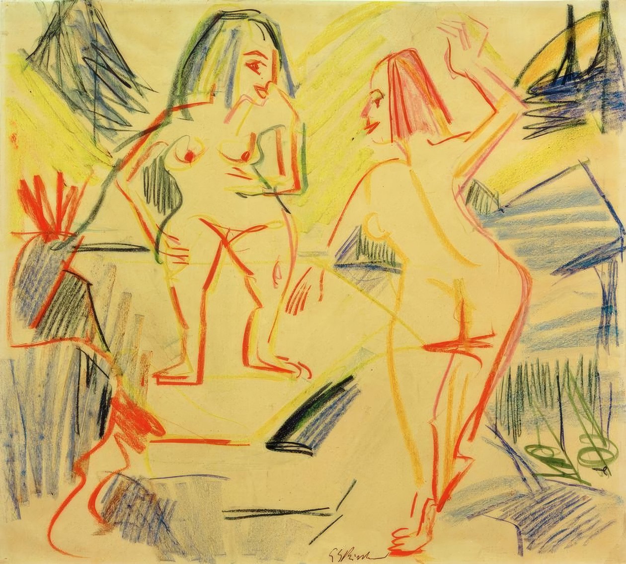 Bathers in Rocks by Ernst Ludwig Kirchner