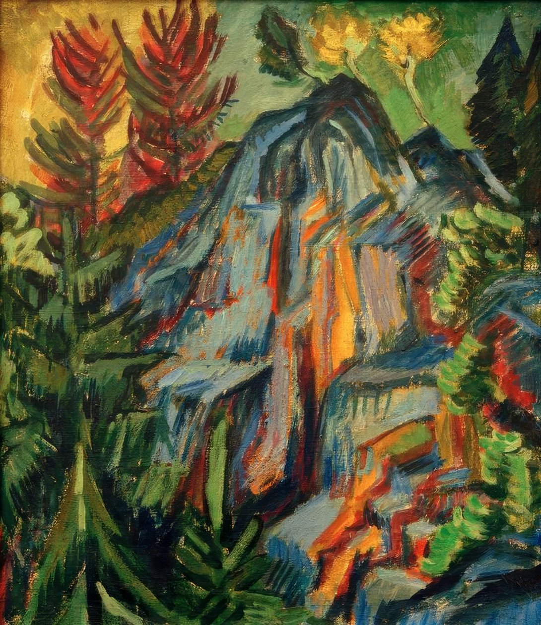 Landscape with Blue Rocks and Waterfall by Ernst Ludwig Kirchner