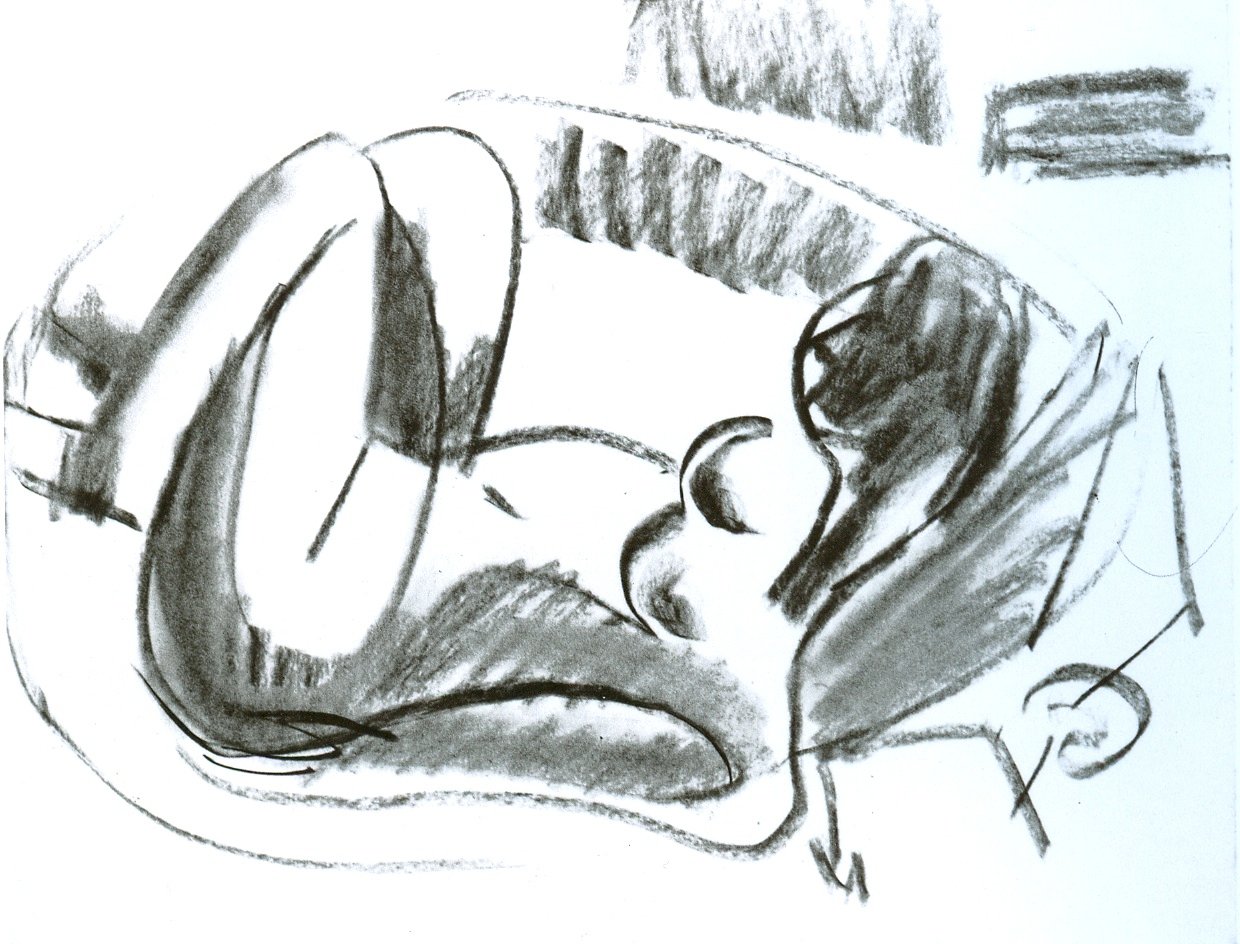 Reclining Nude in Tub with Drawn Legs by Ernst Ludwig Kirchner