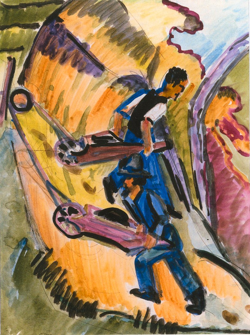 Men with Wheelbarrows by Ernst Ludwig Kirchner