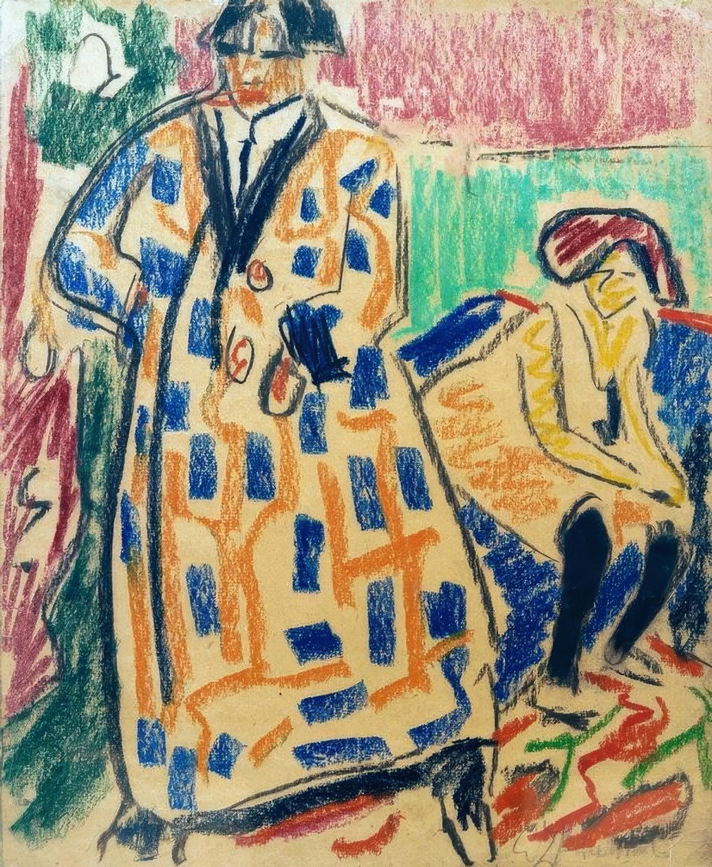 Self-Portrait with Model by Ernst Ludwig Kirchner